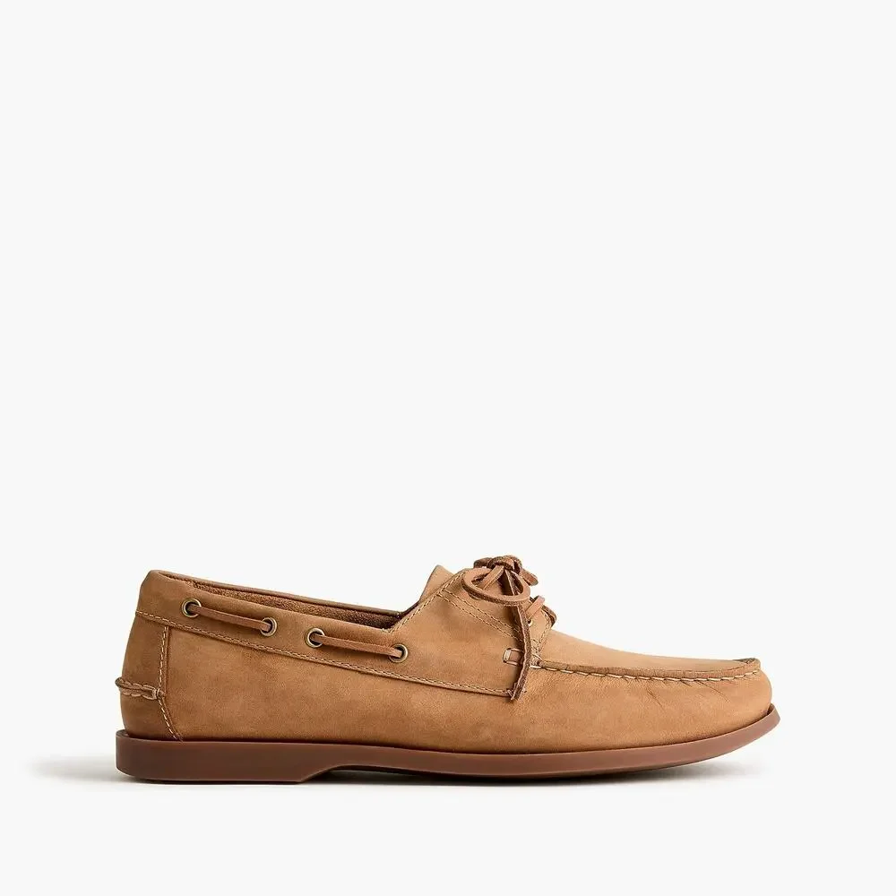 J. Crew Men's Leather Boat Shoes Comfort Round-Toe Leather Oil Tan Size 10 NWOB